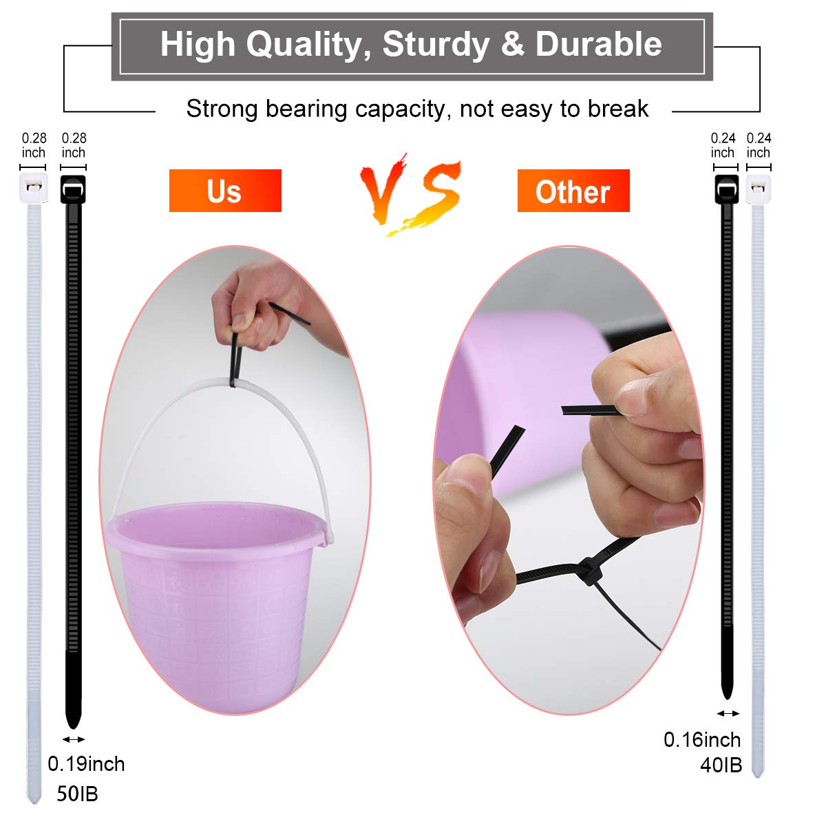 Amazon.com: zip ties heavy duty with self-locking,YSeaWolf, 660